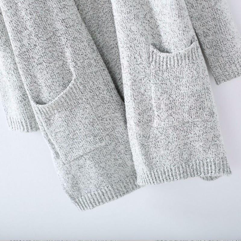 Cozy Grey Oversized Knitted Cardigan Sweater - Halri