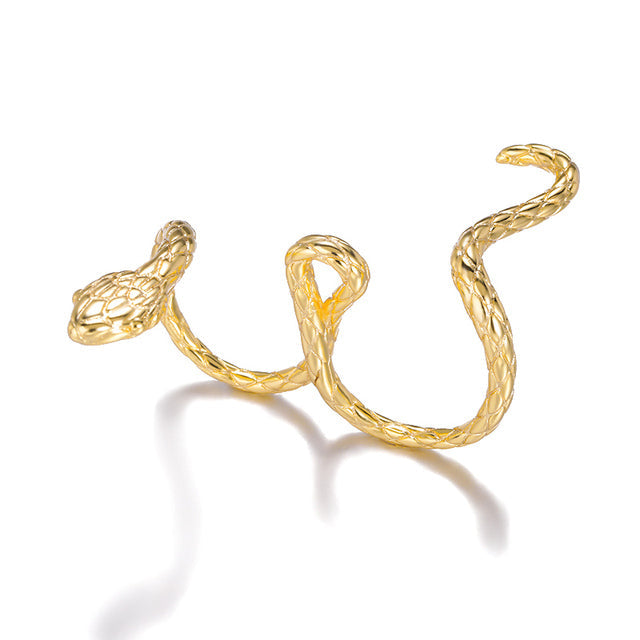 Serpent Style Adjustable Two Finger Band Ring - Halri