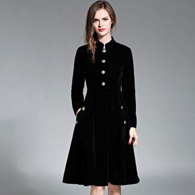 Luxurious Fall Winter Velvet Chic Evening Dress - Halri