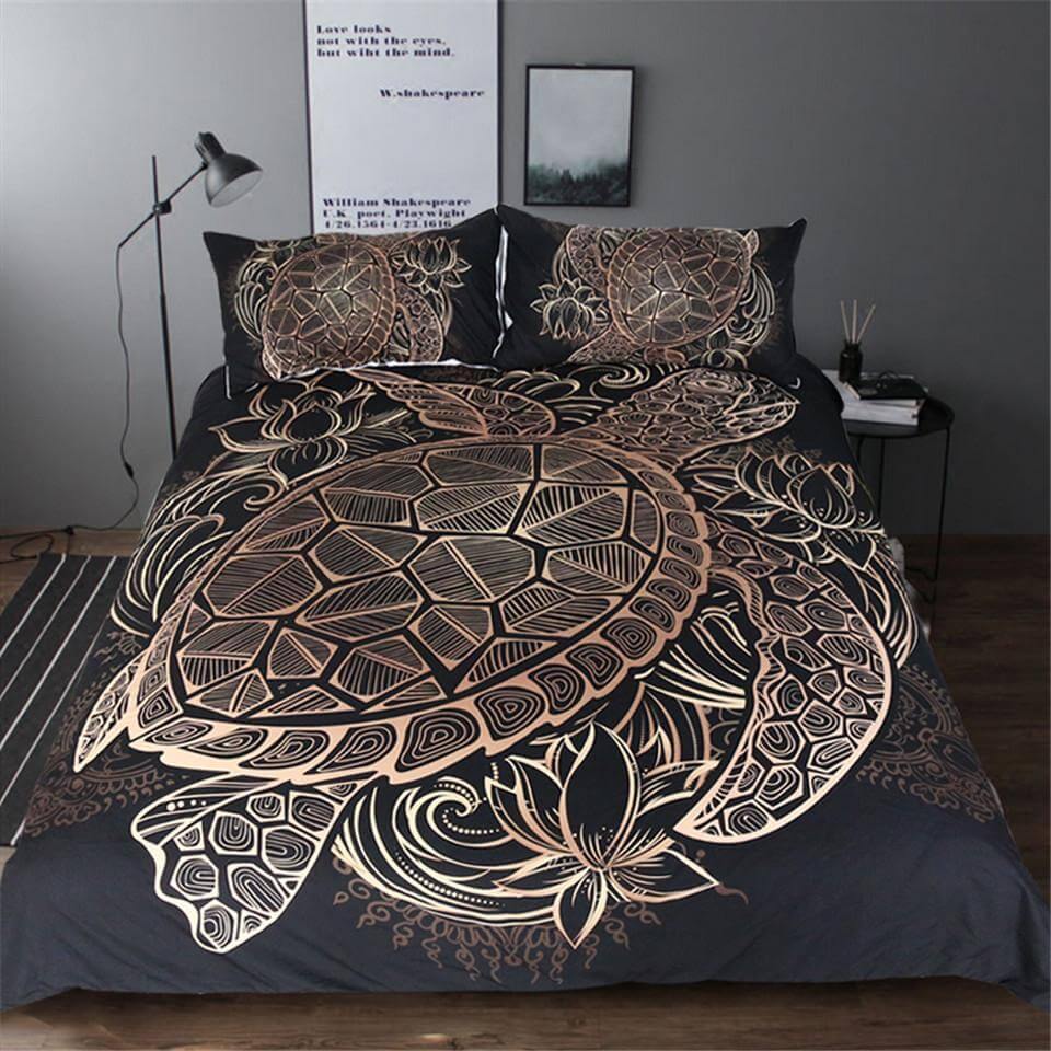 Soft Golden Tortoise Bedding Set Duvet Cover - Halri
