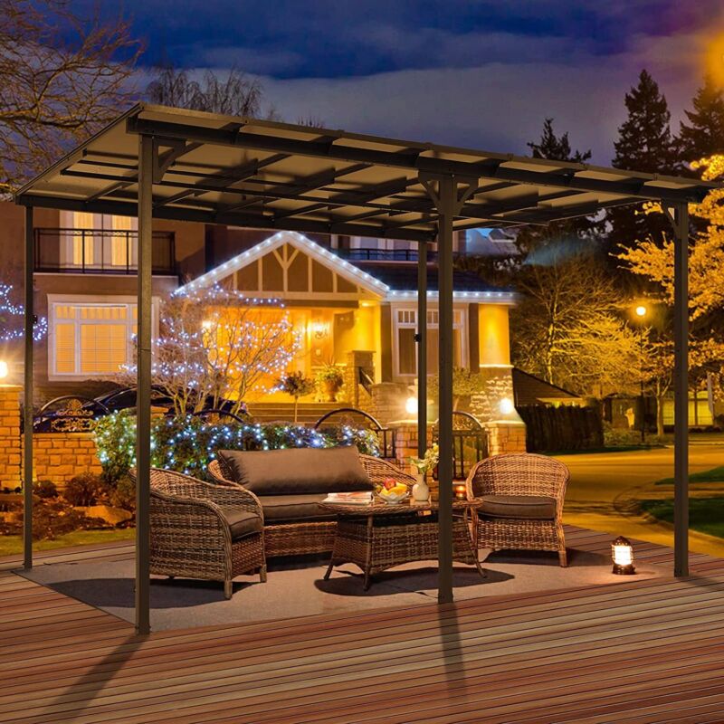 Outdoor Steel Gazebo Pergola Rectangular Canopy Shelter