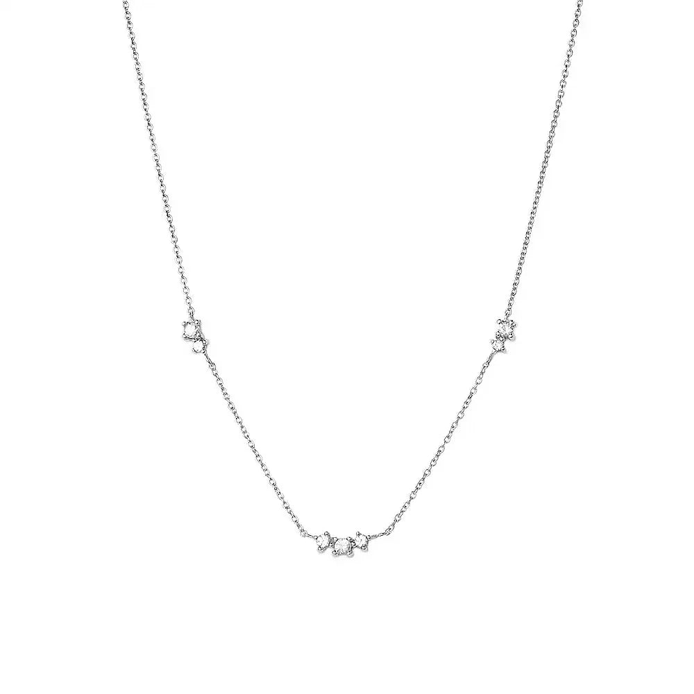 Delicate Sterling Silver Triple CZ Necklace