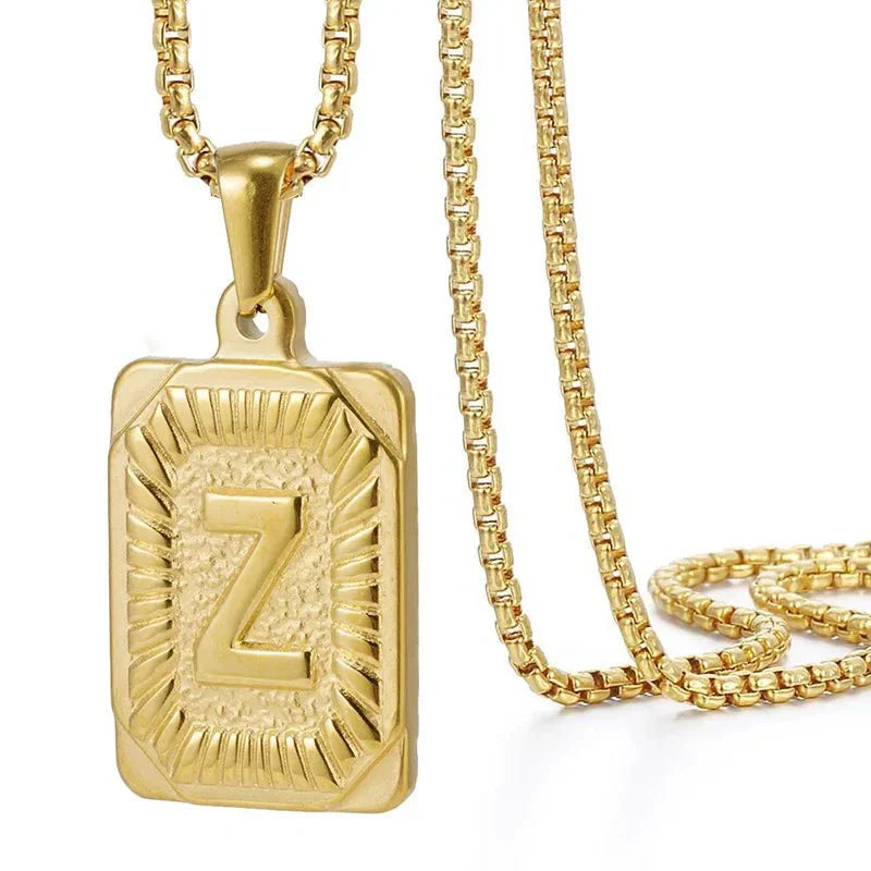 Personalized Initial Textured Bar Necklace