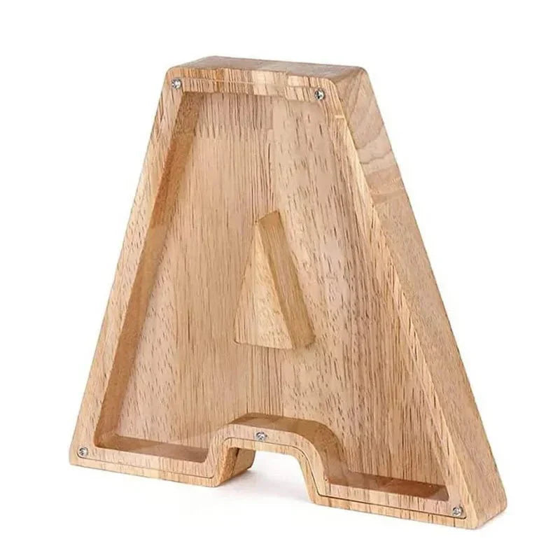Personalized Wood Letter Piggy Bank