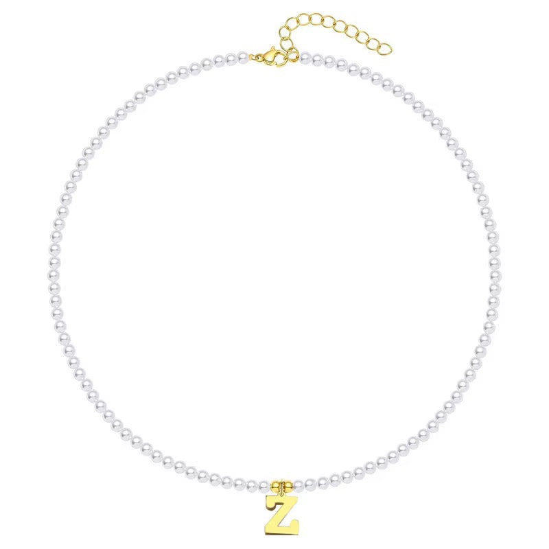 Luxurious Gold Pearl Monogram Necklace