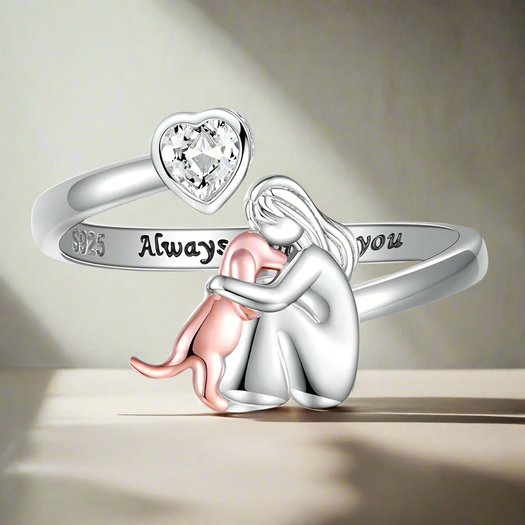 Personalized Dog Memorial Ring with Sparkling Stones - Halri