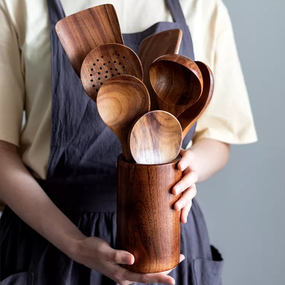 Natural Wood Cooking Utensil Set - Halri