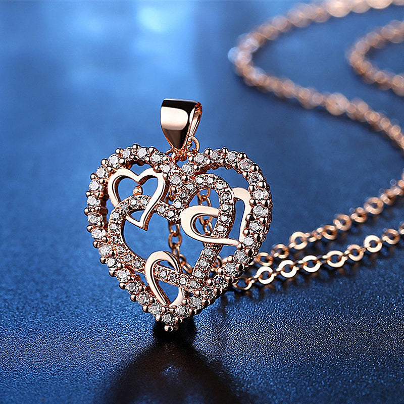Lovely Interlocking Heart Pendant Necklace
