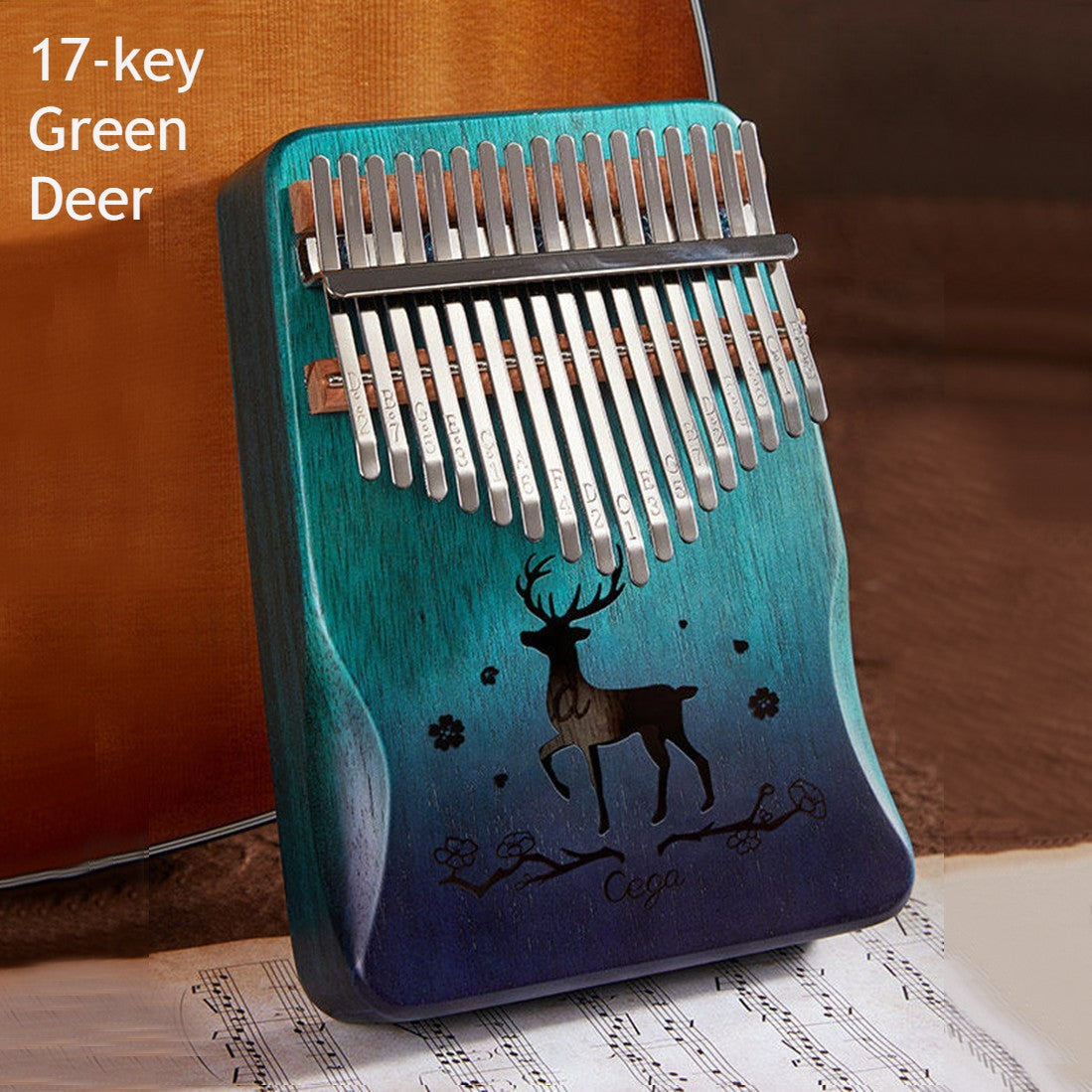 Compact Kalimba Instrument with 21 Keys Solid Wood