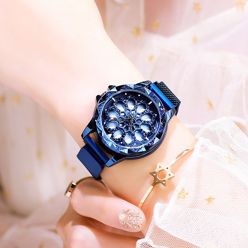 Stylish Women's Watch with Rotating Dial and Water Resistance
