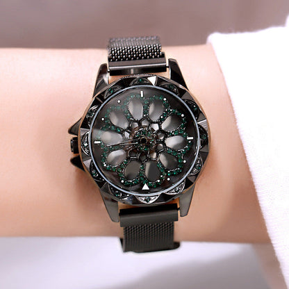 Stylish Women's Watch with Rotating Dial and Water Resistance