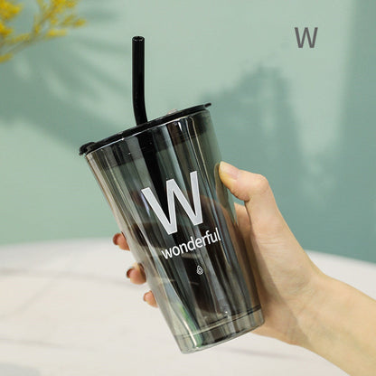 Insulated Travel Coffee Mug with Lid and Straw