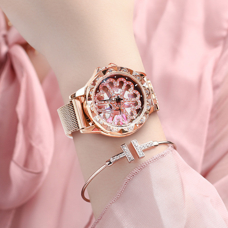 Stylish Women's Watch with Rotating Dial and Water Resistance