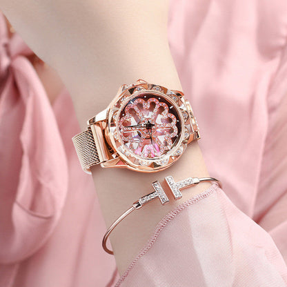 Stylish Women's Watch with Rotating Dial and Water Resistance