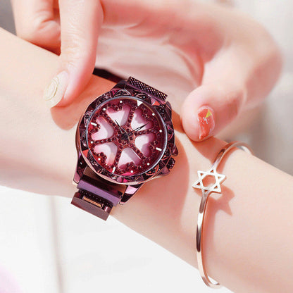 Stylish Women's Watch with Rotating Dial and Water Resistance