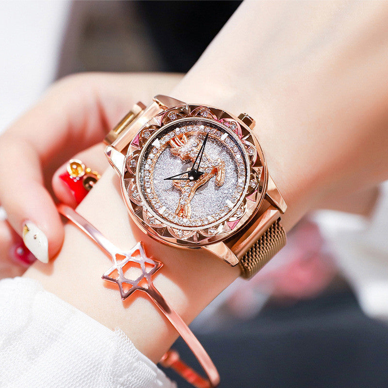Stylish Women's Watch with Rotating Dial and Water Resistance