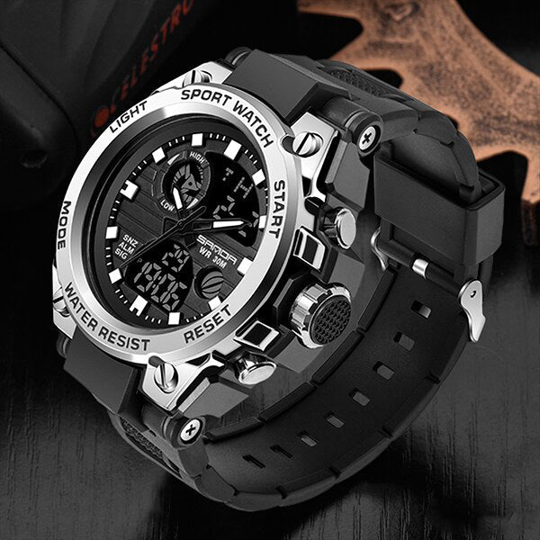 Tough Military Mens Watch - Waterproof Analog Digital Watch