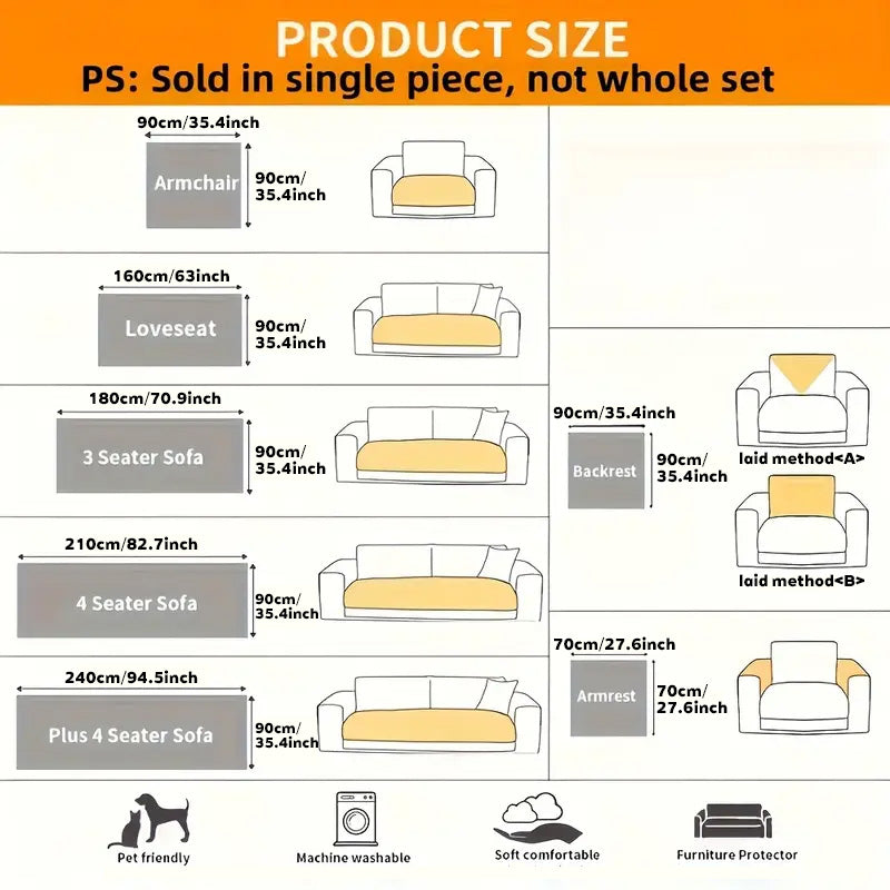 Soft Pet Friendly Sofa Slipcover with Wave Pattern