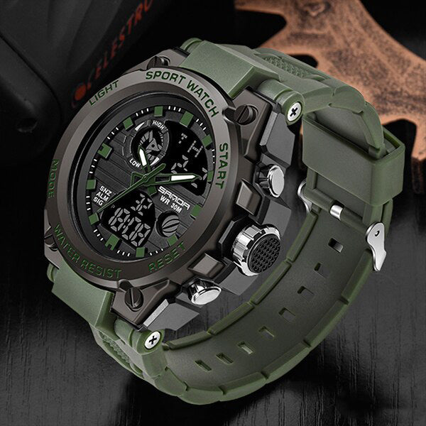 Tough Military Mens Watch - Waterproof Analog Digital Watch