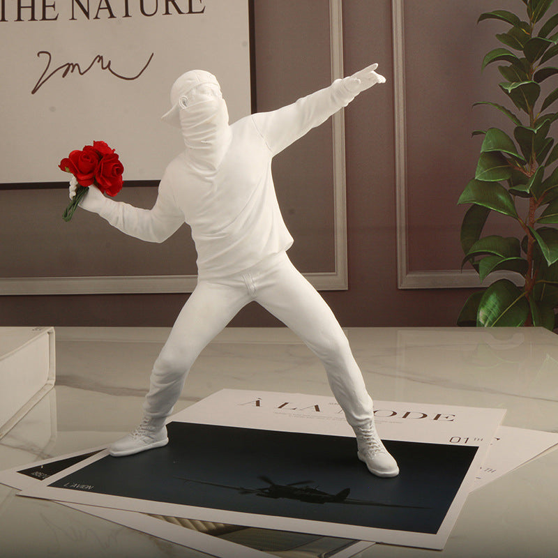 Banksy Style Rebel Flower Figurine