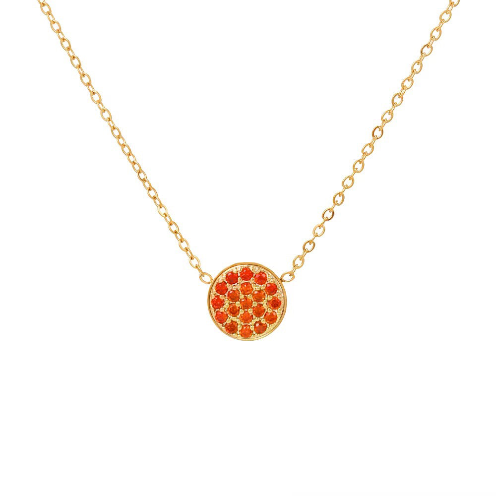 Delicate Gemstone Birthstone Circle Pendant Necklace