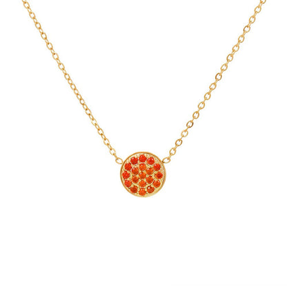 Delicate Gemstone Birthstone Circle Pendant Necklace