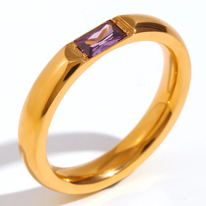 Luxury Baguette Birthstone Gold Ring