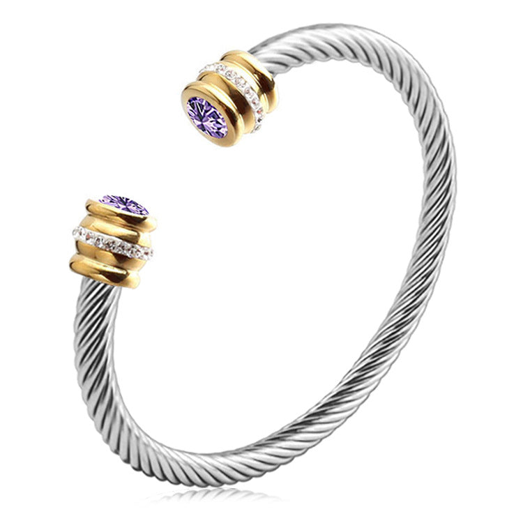 Customizable Birthstone Twist Bangle Bracelet