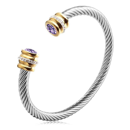 Customizable Birthstone Twist Bangle Bracelet