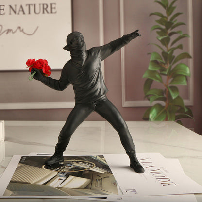 Banksy Style Rebel Flower Figurine - Halri