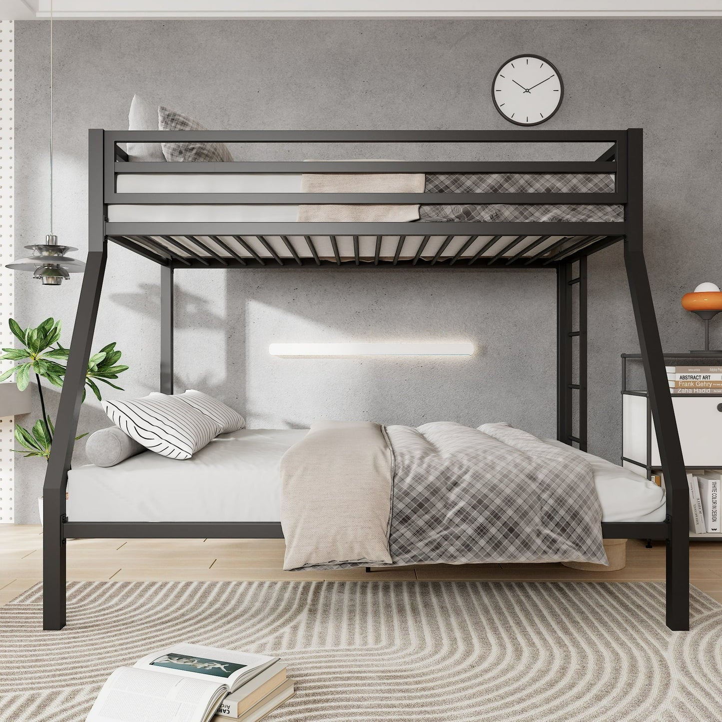 Space Saving Metal Bunk Bed Frame With Sturdy Ladder - Halri