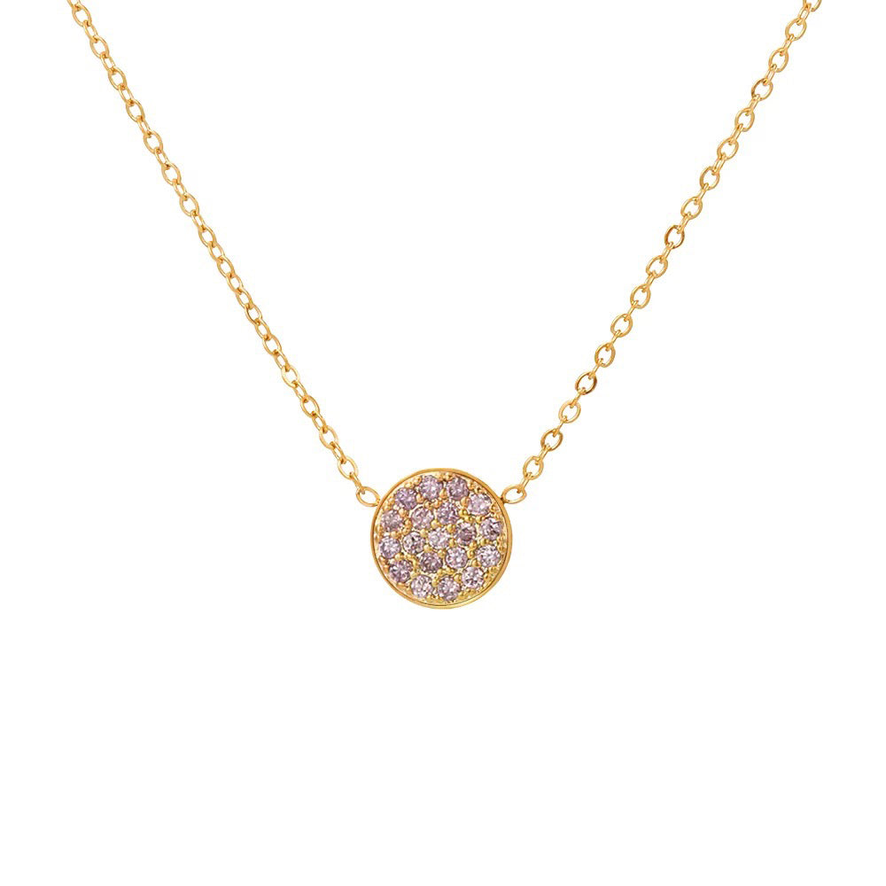 Delicate Gemstone Birthstone Circle Pendant Necklace