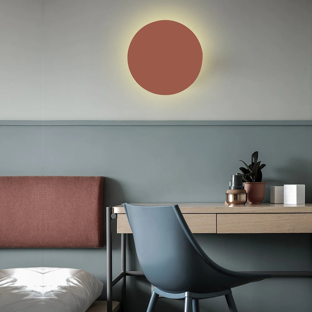 Simple Round LED Wall Lamp with Color Options