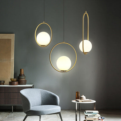 Stylish White Glass Globe Pendant Light - Halri