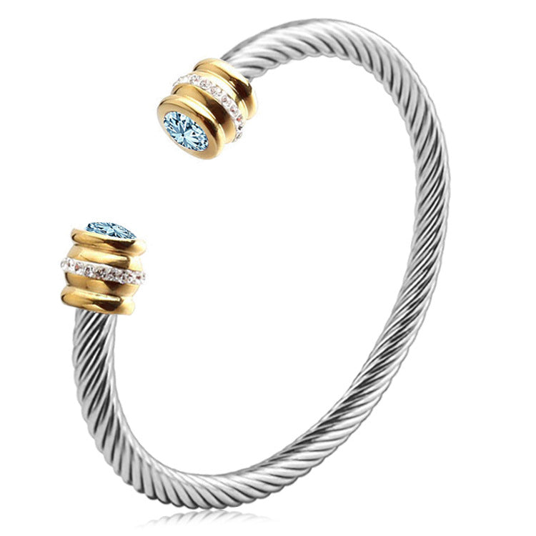 Customizable Birthstone Twist Bangle Bracelet