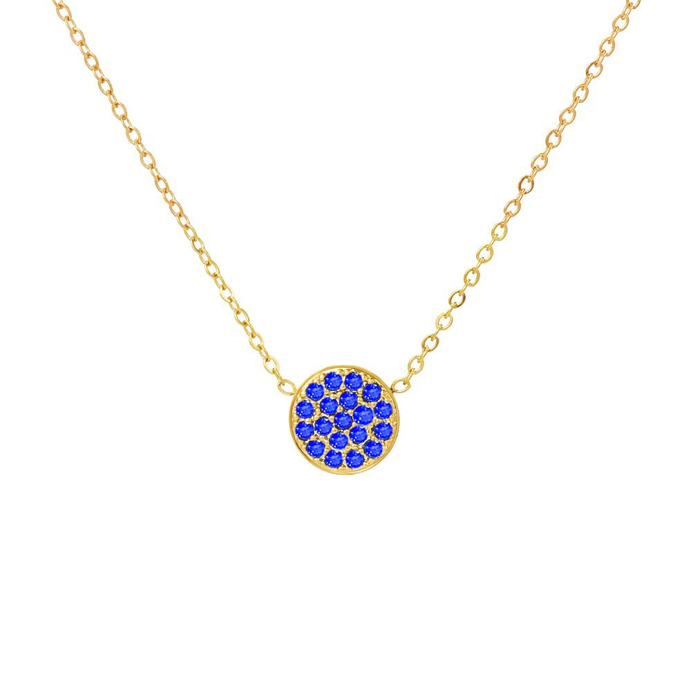 Delicate Gemstone Birthstone Circle Pendant Necklace