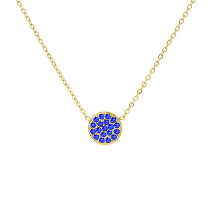 Delicate Gemstone Birthstone Circle Pendant Necklace