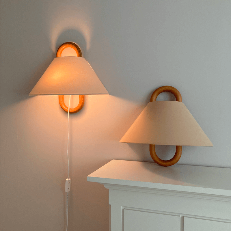 Rustic Wooden Half Circle Shade Wall Light - Halri