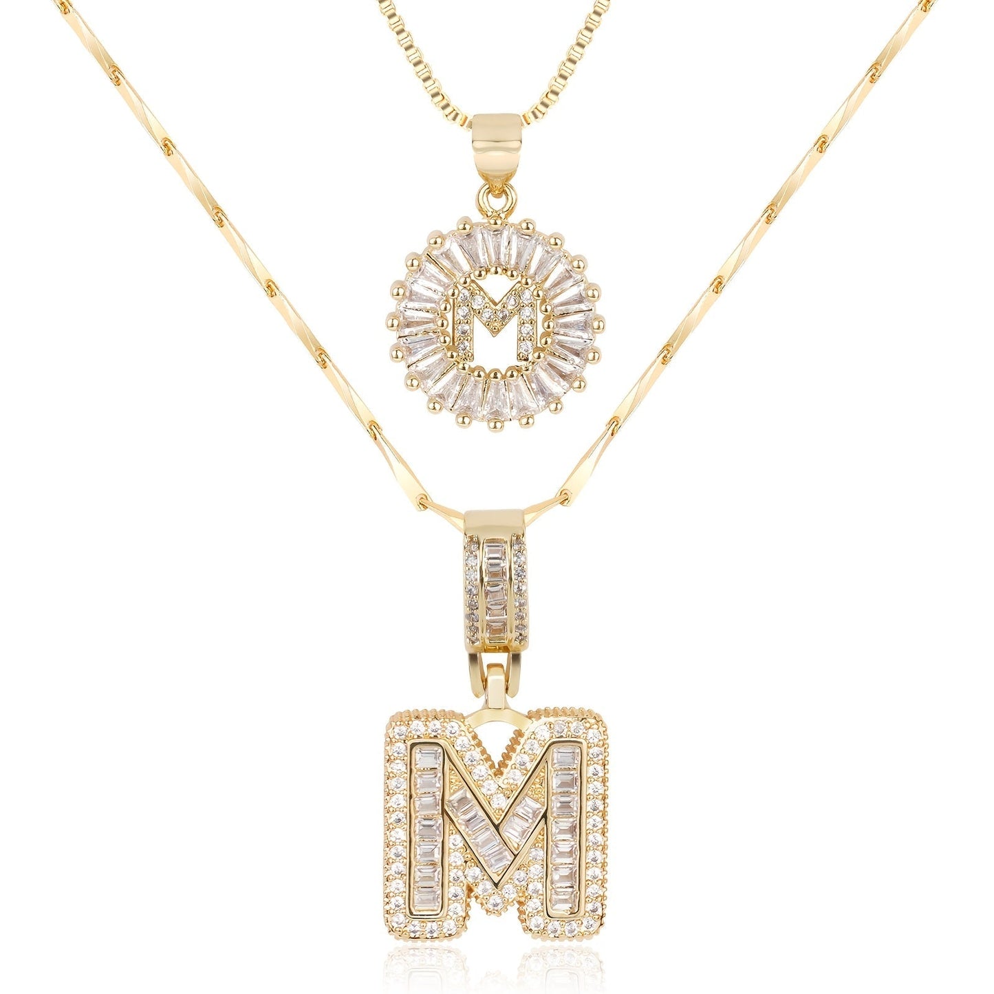 Personalized 14k Gold Initial Diamond Pendants