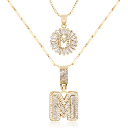 Personalized 14k Gold Initial Diamond Pendants