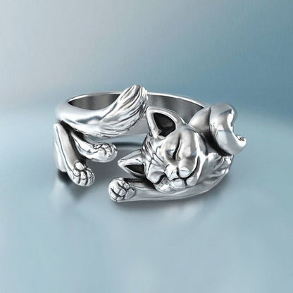 Classic Cat Lady Ring Adjustable Zinc Alloy Band