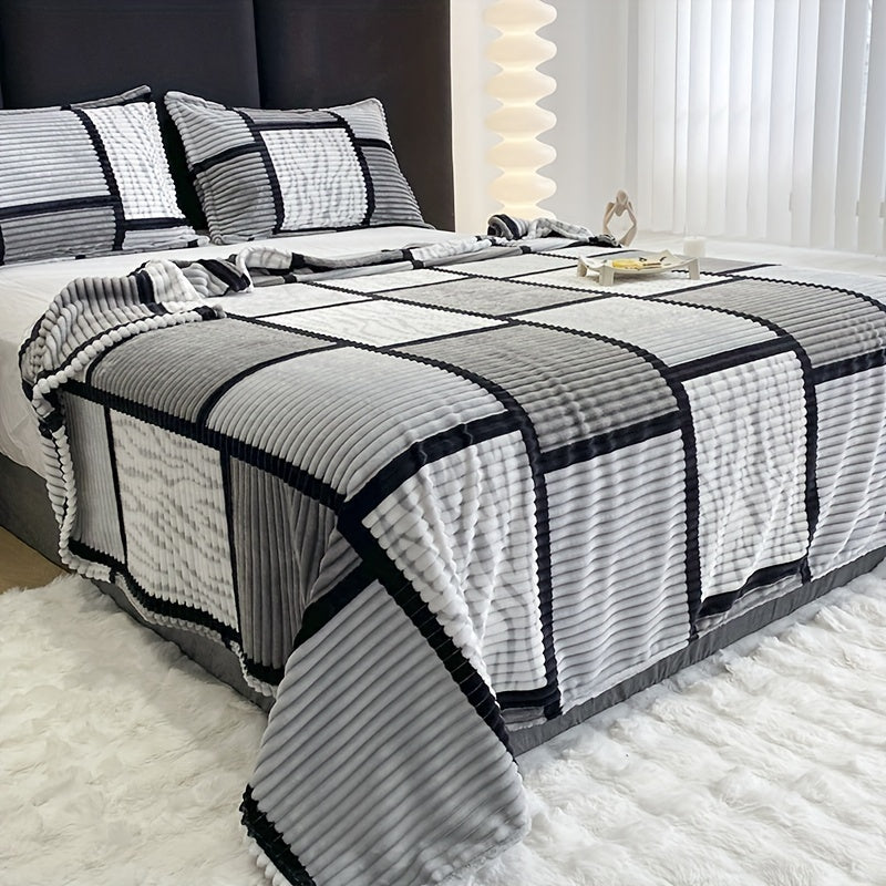 Soft Cozy Throw Blanket with Modern Stripe Pattern
