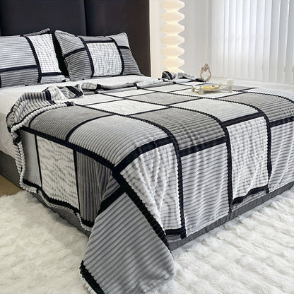 Soft Cozy Throw Blanket with Modern Stripe Pattern