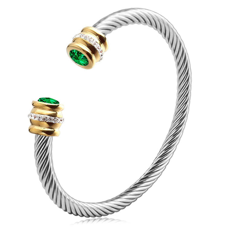 Customizable Birthstone Twist Bangle Bracelet