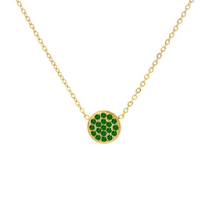Delicate Gemstone Birthstone Circle Pendant Necklace