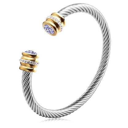Customizable Birthstone Twist Bangle Bracelet