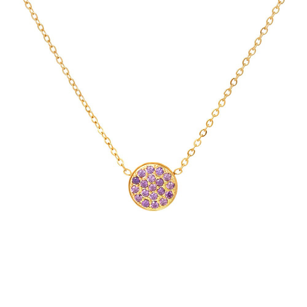 Delicate Gemstone Birthstone Circle Pendant Necklace