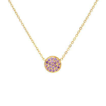 Delicate Gemstone Birthstone Circle Pendant Necklace