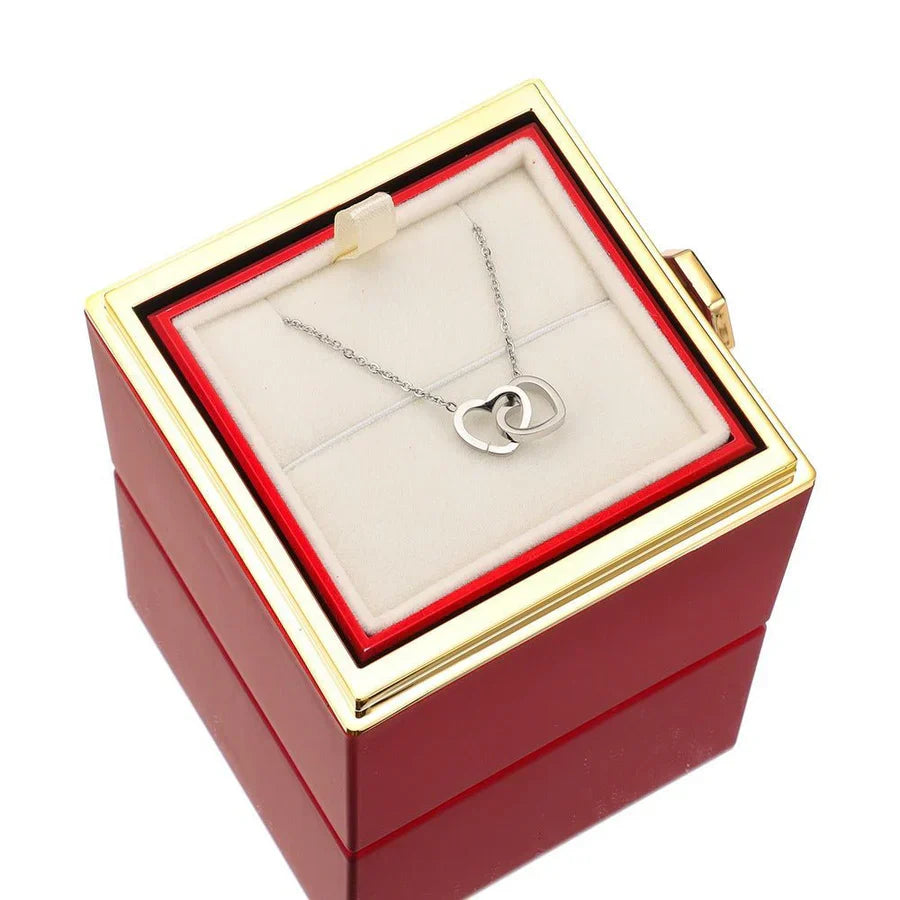 Eternal Rose Jewelry Box with Secret Necklace Inside