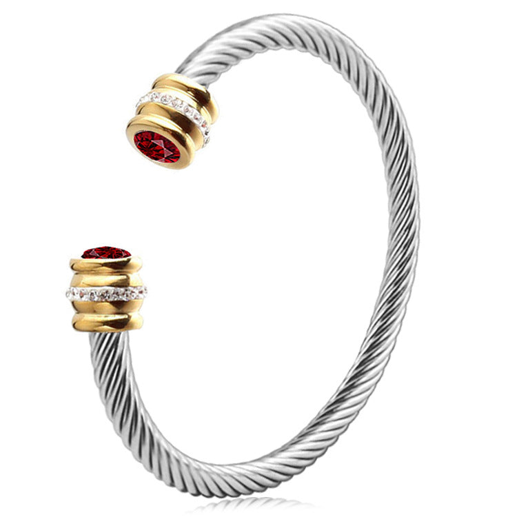 Customizable Birthstone Twist Bangle Bracelet